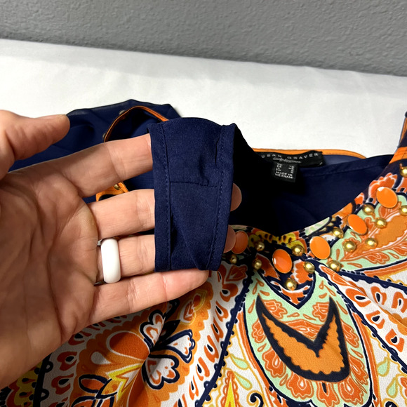 Susan Graver Womens XS Orange Paisley Kimono Kaftan‎ Blouse Set Oversized Boho - Picture 11 of 13